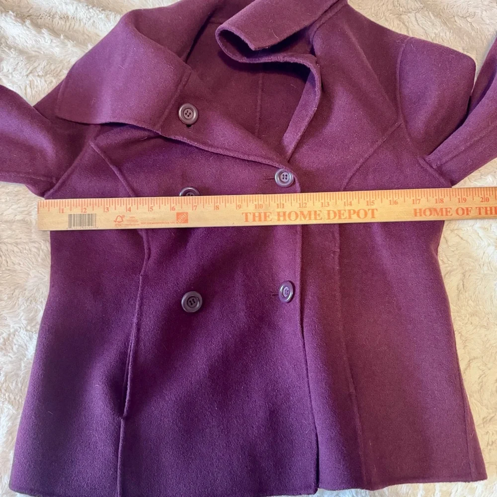 Vintage Cambridge Dry Goods Plum Wool Peacoat Shawl Collar Double Breasted small - Picture 3 of 6